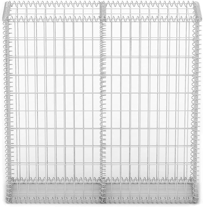 Gabion Basket with Lids Galvanized Wire 39.4x39.4x11.8 Gabion Raised Bed Gabion Cages Basket Steel Woven Gabion Net for Backyard Garden -AA