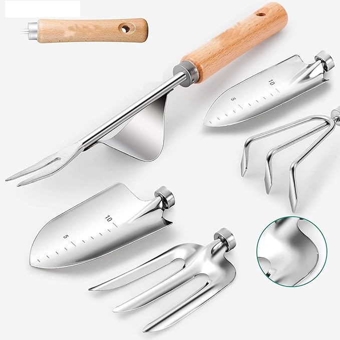 Stainless Steel Garden Tool Set - Heavy Duty Garden Hand Tools with Garden Tools Storage Handbag for Planting Trimming &amp Cultivation