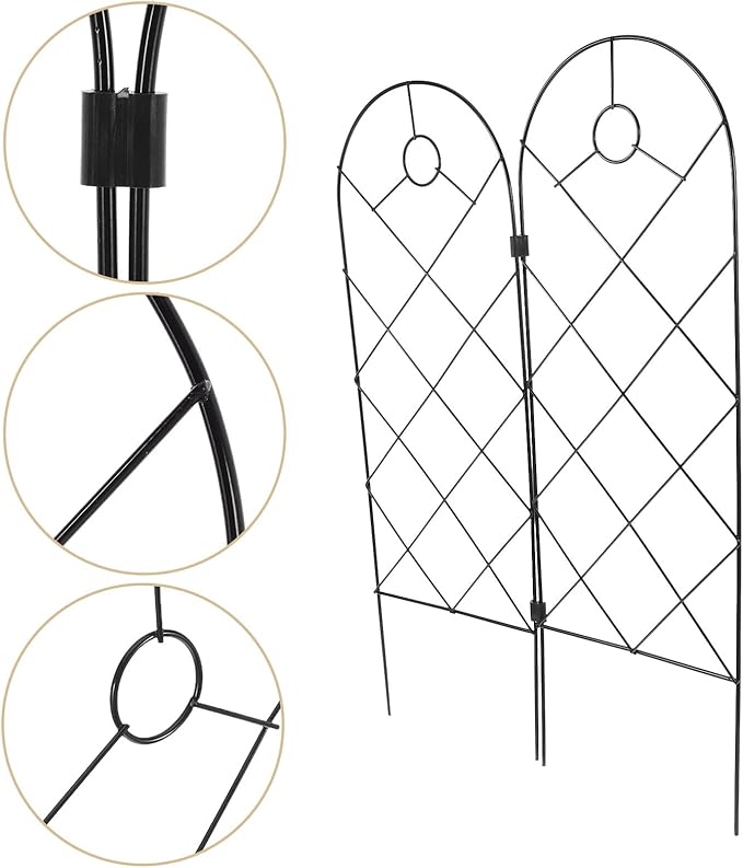 Kisangel 2pcs Garden Climbing Frame Plant Support Trellis for Potted Plants Iron Foldable for Indoor and Outdoor Gardening