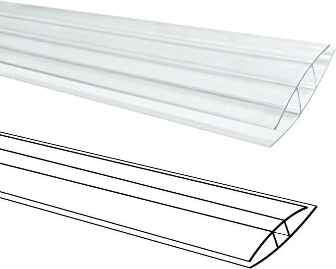 10 PCS Polycarbonate Greenhouse H-Clip Connectors 4ft Length Fits 0.16’’ &amp 0.24’’ Twin-Wall Polycarbonate Panels Duty Dust Rain &amp Moisture Protection Durable (H-Clip 4' × 1.57’’ × 0.24’’)