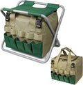 Folding Garden Stool Garden Kneeler Seat Sturdy Stainless Steel Tools Folding Stool Detachable Canvas Tool Bag