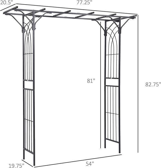 82'' Decorative Metal Garden Trellis Arch with Durable Steel Tubing &amp Elegant Scrollwork Perfect for Weddings Outdoor Events Garden Decor