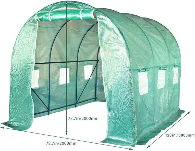 FDW Portable Greenhouse (L9.83'xW6.42'xH6.33') Indoor Outdoor Large Plant Shelves Tomato Herb Canopy Winter Walk-in Green House for Patio