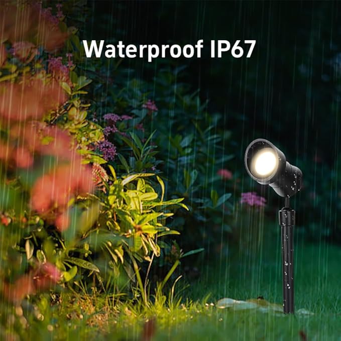 YASHIDA Outdoor Landscape LED Lighting DC12-24V 3W IP67 360 Degree Universal Rotary Led Spike Light kit Waterproof Led Spotlight with Spike Pole for Lawn Decorative Lamp Warm White 2700K