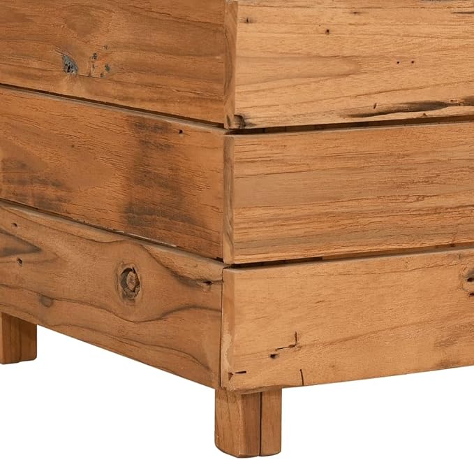 Large Raised Garden Bed Mixed Wood Tones Recycled Teak Wood Steel Frame Outdoor Planter Box for Vegetables 59.1x15.7x21.7 Inch Gardening Solution