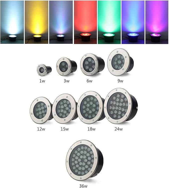 Outdoor Buried Lamp IP67 Waterproof Recessed Landscape Lights Stainless Steel Round Spotlight AC85-265V Low Voltage Floodlight for Villa Patio Lawn Lighting(Yellow Light6 W)