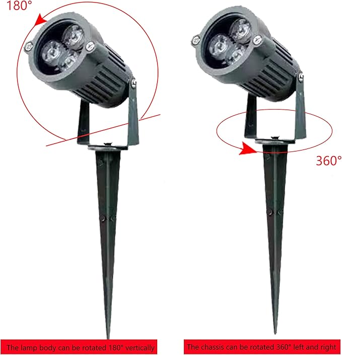 Kiven LED Plug-in Landscape Spotlight Garden Lights COB Spotlights with Spiked Stand 3W 110V with 9.84FT Wire Waterproof Switch Button for Outdoor Yard Lawn Plants Up Lights Floor Spot Lights（6000K）
