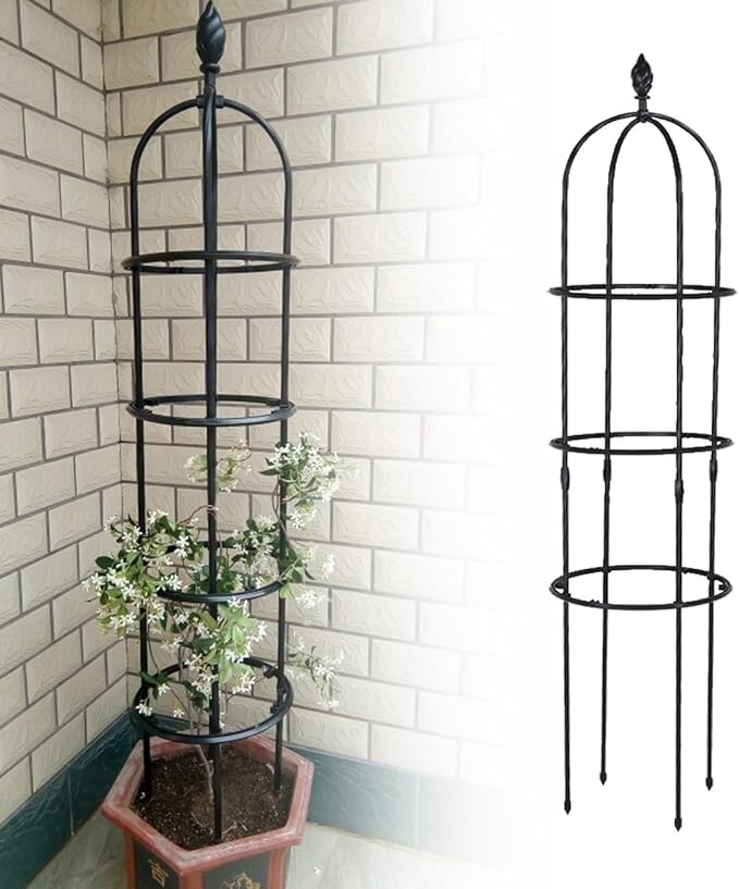 Garden Trellis for Climbing Plants Outdoor &amp Indoor Trellis 0.6in Metal Pipes Roses Climbing Support Rustproof Flowers Stands Vines Vegetables Cage(BlackHigh120cm/47in)