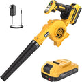 20V Cordless Leaf Blower with Battery &amp Charger - 4-Speed Electric Blower with 92CFM Lightweight for Quick Yard Cleanup Patio Driveway &amp Dust Removal - Complete Lawn Care Blower Kit