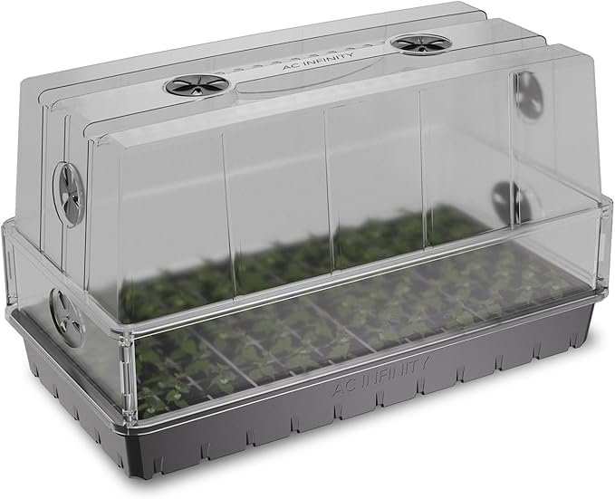 AC Infinity Large Humidity Dome Heavy-Duty Germination Kit with 3 mm Thickest Clear Dome Sturdy Drip Tray 6x12 Cell Seedling Tray Vented Height Extension Panels for Seed Starting Cloning Plants