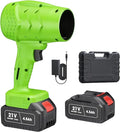 Electric Leaf Blower Handheld Car Vacuum Cleaner Wind Speed Cordless Battery Blower with 2 Rechargeable Batteries and Charger Powered Handheld Blower Leaf for Yard Leaf &amp Snow Removal(Lime)