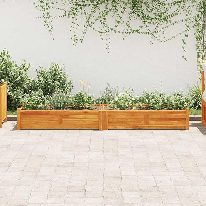 Rustic Wooden Planter Box 78.7x19.7x9.8 Acacia Raised Garden Bed Outdoor Large Rectangular Flower Herb Vegetable Bed for Patio Balcony Deck