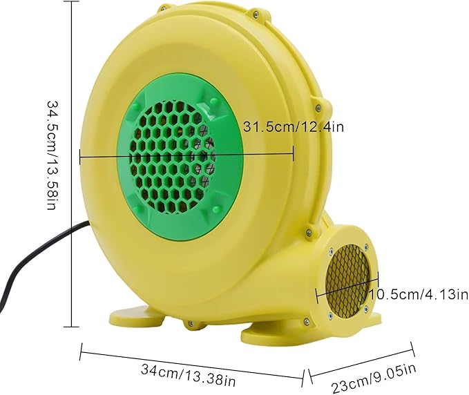 450W Air Pump Blower Commercial Inflatable Blower Inflatable Bouncer Blowers for Inflatable Bounce House Jumper CastleYellow and Green