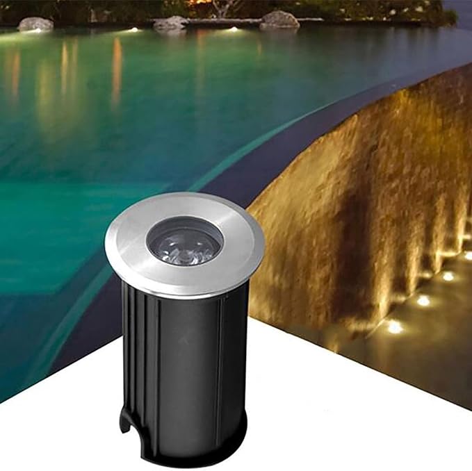 Outdoor Recessed Spotlight LED Light - 1W Waterproof Round Landscape Light with 30° Beam Angle Ideal for Stairs Decks Gardens and Swimming Pools