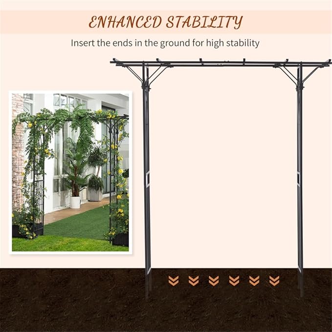 Metal Garden ArchSteel Garden Trellisfor Lawn Party Ceremony Wedding Decoration Black (Type 1)