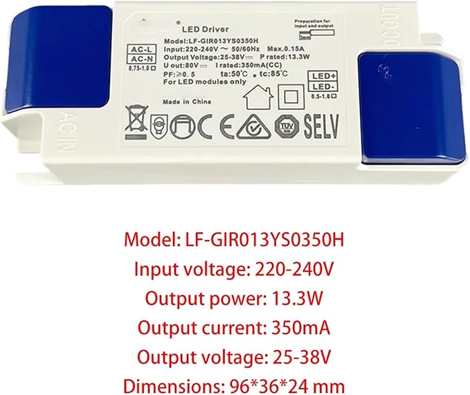 for LiFud LED Driver Ballast LF-GIRxxxYS Series 21W 500mA 23.4W 600mA 28W 700mA 30W 750mA 32W 800mA 34W 850mA Power Supply(LF-GIF030YS0700H)