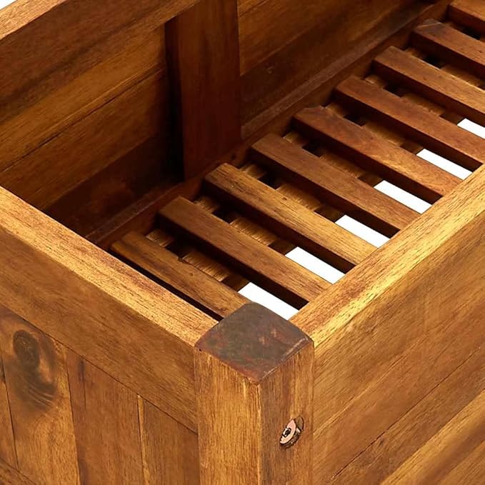 Brown Acacia Wood Raised Garden Bed 39.4 x 11.8 x 9.8 Inch Planter Box for Outdoor Plants Durable Rustic Elevated Garden Bed for Gardening