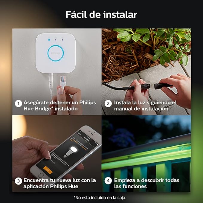 Philips Hue Lily White &amp Color Outdoor Spot Light Base kit (Hue Hub Required) 3 Spot Lights with Power Supply + Mount Works with Alexa HomeKit &amp Google Assistant