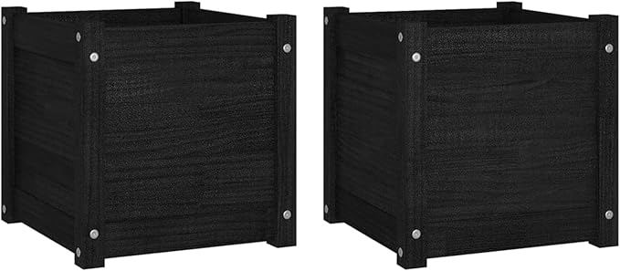 Raised Bed Wood Raised Beds for Garden Wooden Raised Bed Planter Raised Bed Wood Black Herb Bed Wood Flower Box Flower Box Flower Pot Garden Planter 40 x 40 x 40 cm Pack of 2