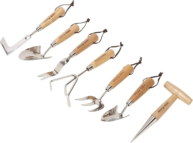 Draper 09000 Heritage Stainless Steel Garden Tool Set with Ash Handles (7 Piece)