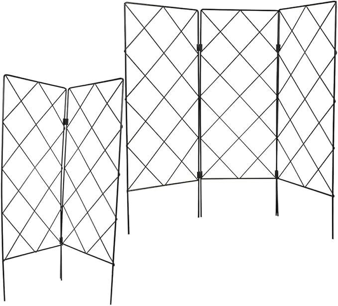 TIDTALEO 5pcs Garden Plant Trellis Set for Climbing Plants Outdoor Black Foldable Vine Support Stands 20x53cm Climbing Rack for Vegetable and Potted Gardening