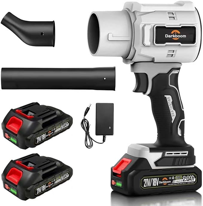 Handheld Leaf Blower Cordless with 45000RPM Turbo Blower 2pcs 21V 2.0Ah PRO Batteries an Adapter Charger and Two Types of air ducts