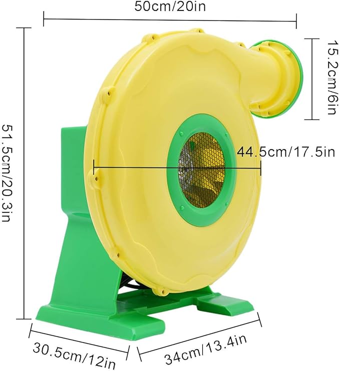 Air Blower Pump Fan 2150Pa Air Blower Jumping Bed Inflator Powerful Inflatable Bounce House Blower for Inflatable Water Slide Bouncy Castle Bounce House Speed 3250RPM 1118CFM Air Volume