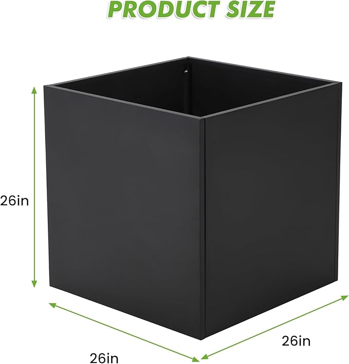 Deep Raised Garden Bed 26 x 26 x 26 Inch Metal Planter Box for Deep Rooted Vegetables Like Carrots &amp Potatoes Square Galvanized Garden Bed for Patio Balcony &amp Indoor Outdoor Gardening