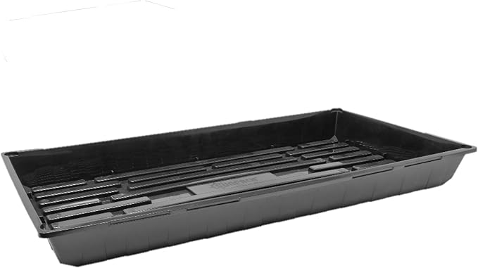 SUNPACK 10 x 20 Quad Thick Plastic Seed Starting Tray Black 2.5 (Pack of 10) - No Drainage Holes Perfect for Greenhouse or Indoor Gardening - Ideal for Seedlings and Cuttings