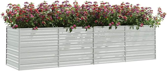 Galvanized Steel Garden Raised Bed Outdoor Planter Box Metal Patio Kit Planting Bed for Vegetables Flower Herb 126x31.5x30.3 Galvanized Steel Silver-706