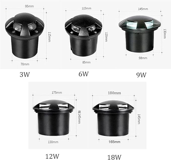 Garden Landscape Lights - AC85-265V Outdoor Underground Lamp IP66 Waterproof 4 Sided Glow Round Decking Lighting Outdoor Recessed Spot Light Ground Landscape Lights(Yellow9W(AC85-265V))