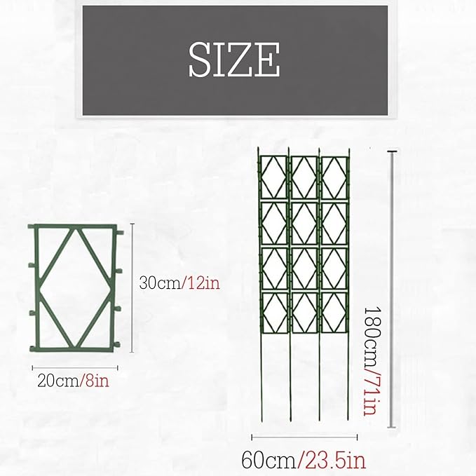 Plant Trellis Support Flower Stand Outdoor Climbing Frame for Plants Weatherproof Garden Trellis Support Vine Vegetable Flower Grape Cucumber 60x180cm/23.5x71”