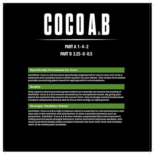 Nutrifield Coco Coir Mega Brick + Coco A&ampB Liquid Plant Nutrients 500ml