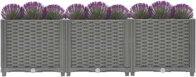 Raised Bed Light Grey Polypropylene Medium Planters Gardening Pots &amp Planters 153295