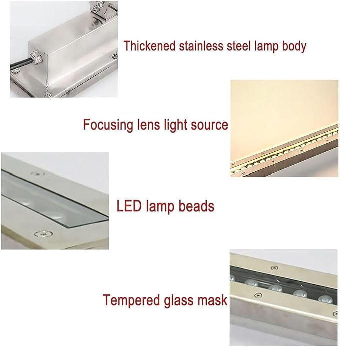Rectangle LED Landscape Lights - 24V Low Voltage IP68 Waterproof RGB Underwater Spotlight for Swimming Pools and Fountains