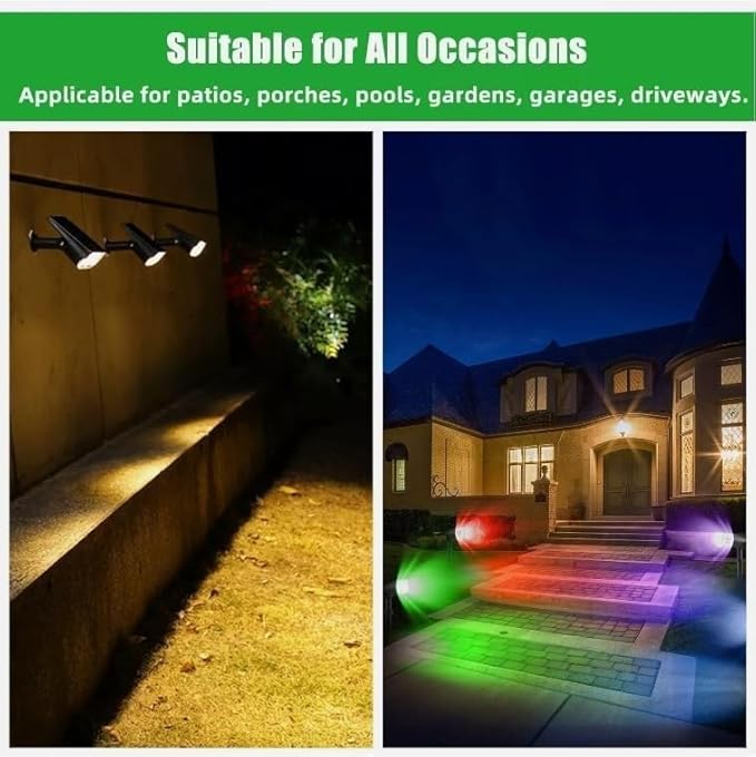 4Pcs RGB Solar Spot Lights Outdoor Garden28 LED 3 Modes IP65 Waterproof Garden Uplighters Solar PoweredAuto ON/Off Dusk Till Dawn Landscape Spotlights for YardDrivewayPathway(Sw2804-rgb10PCS)