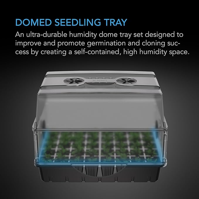 AC Infinity Humidity Dome Heavy-Duty Germination Kit with 3 mm Thickest Dome Sturdy Drip Tray 5x8 Cell Seedling Tray Vented Height Extension Panels for Seed Starting Propagation Cloning Plants