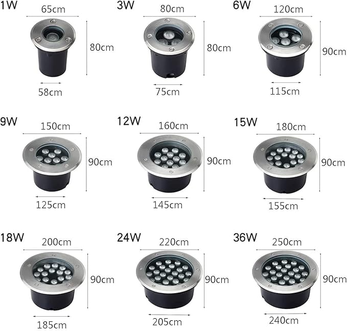 Outdoor LED Spotlight - Ground Projector Lights IP67 Waterproof Outdoor LED Recessed Spotlight Buried Garden Light LED Recessed Ground Spotlights For Garden Tree Landscape Lighting(RGB12w(24V))