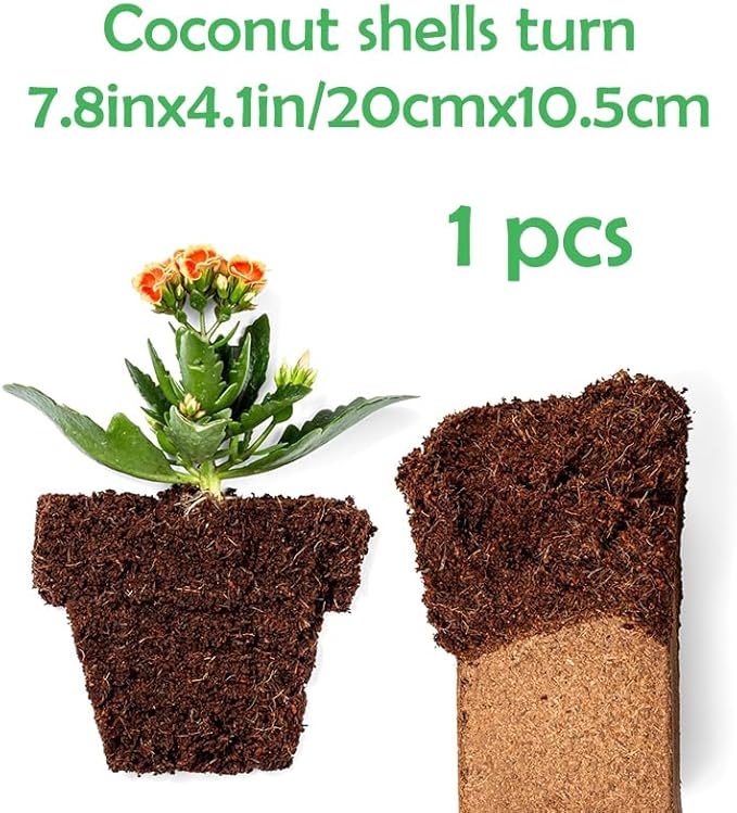 2 Pieces Coconut Coir Bricks Compressed Coconut Coir for Plants - Suitable for Planting Gardening Herbs Creepers (7.8x4.1 inches 2.2 lb)