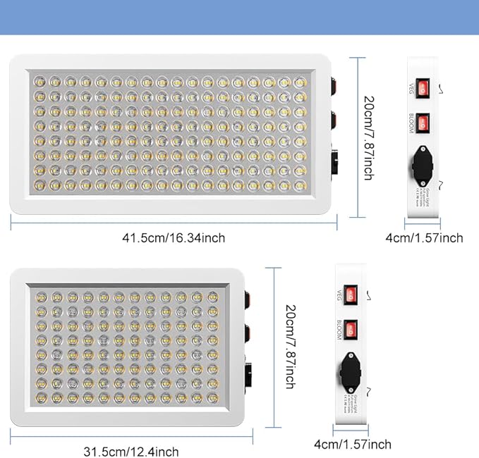 2PCS 2000W Green Cultivation Lamp LED Full Spectrum Indoor Gardening Cases 288LEDS Beads Each Veg/Bloom 2Modes Dimmable UV IR Supplement Lamps Natural Sunlike Hydroponic Systems Seedling with US Plugs