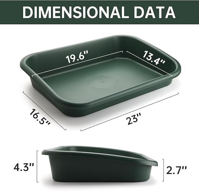 2 Pack Multi-Functional Plant Repotting Tray – Black &amp Green Large Capacity Gardening Tool Heavy-Duty PP for Seedling Pot Moving Soil Mixing Hydroponic/Soil Cultivation Transplanting