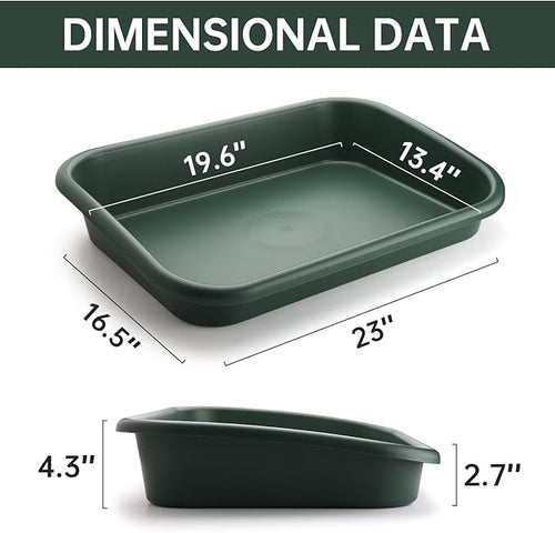 2 Pack Multi-Functional Plant Repotting Tray – Black &amp Green Large Capacity Gardening Tool Heavy-Duty PP for Seedling Pot Moving Soil Mixing Hydroponic/Soil Cultivation Transplanting