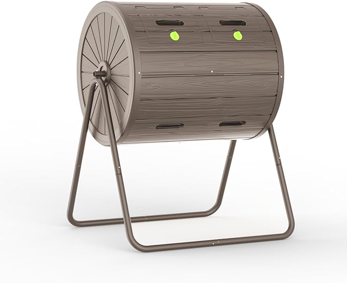 37.5 Gal Compost Tumbler - Leakproof Resin Compost Bin Outdoor | Odorless Aerating Compost for Backyard &amp Organic Gardens