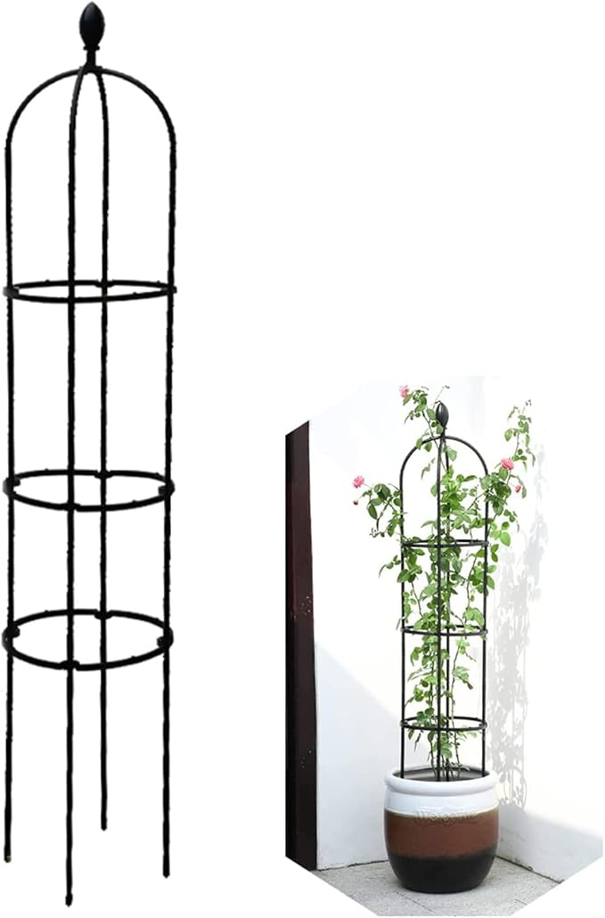 Garden Plant Supports Tower Obelisk Garden Trellis Plant Support Rack Plant Climbing Tower Frame Steel Garden Obelisk Flower Stand for Roses Climbing Plants30 * 120 cm