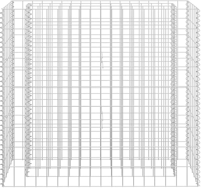 Gabion Raised Garden Bed Silver Galvanized Steel Planter Box for Outdoor Plants 35.4x11.8x35.4 Inch Rectangular Heavy Duty Garden Bed