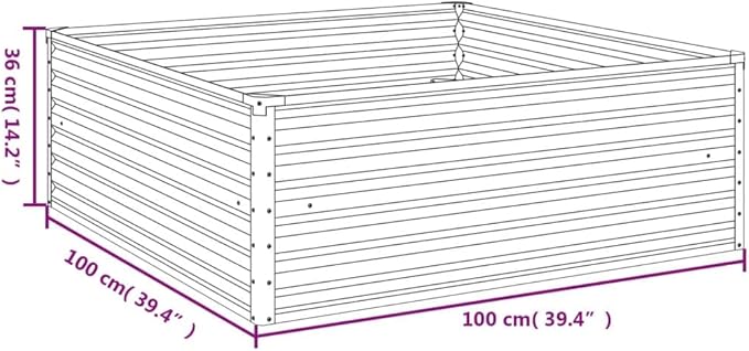vidaXL Square Corten Steel Garden Raised Bed 39.4X39.4X14.2 in Durable Rustic Design Ideal for Flowers Vegetables and Herb Planting On Balconies Patios Or Gardens Planter Outdoor Metal