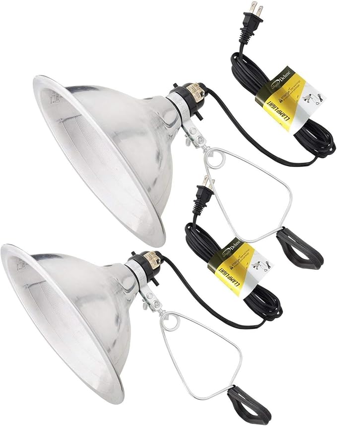 Simple Deluxe HIWKLTCLAMPLIGHTMX2 2-Pack Clamp Lamp Light with 8.5 Inch Aluminum Reflector Up to 150 Watt E26 Socket (No Bulb Included) 6 Feet 18/2 SPT-2 Cord Silver