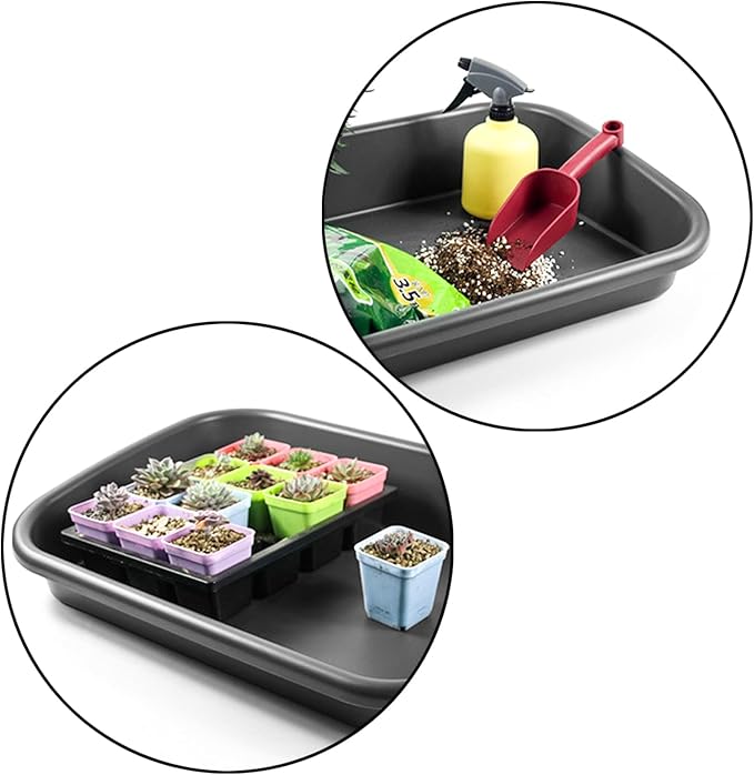 Luwint Garden Tidy Potting Tray Plant Reportting Tray for Indoor Transplanting Gardening Planting Accessories Large Succulent Table (Black)