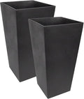 Tierra Verde 2-Pack Indoor &amp Outdoor Self-Watering Square Planters Large Sonata Black - Planter Containers for Plants and Flowers - Gardening and Landscaping Accessories