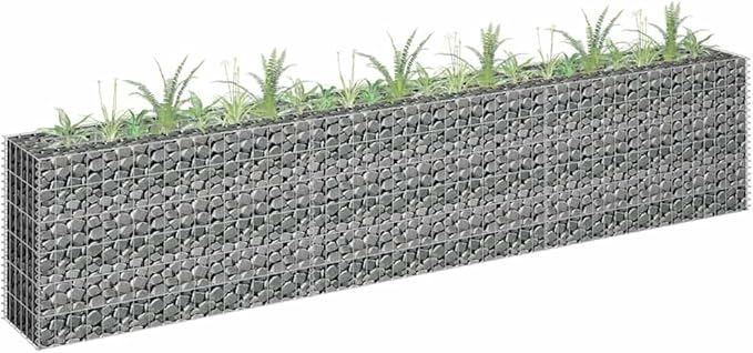 Galvanized Steel Gabion Planter 106.3x106.3x23.6 Large Raised Garden Bed for Flowers Herbs Veggies